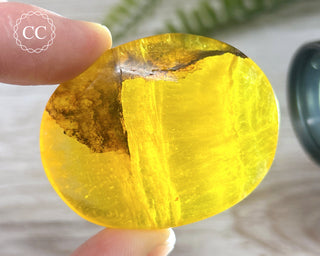 Yellow Fluorite Palm Stone #6