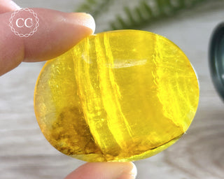 Yellow Fluorite Palm Stone #6