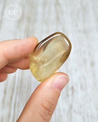 Natural Zambian Citrine Polished Crystal in hand