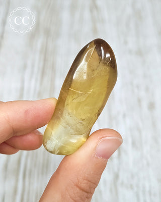 Natural Zambian Citrine Polished Crystal in hand