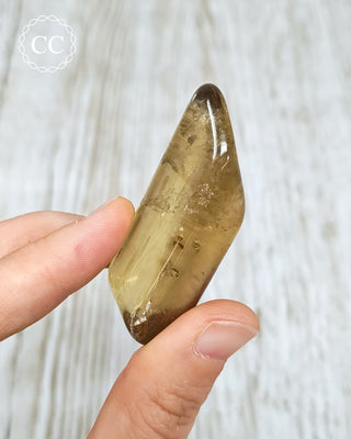 Natural Zambian Citrine Polished Crystal in hand