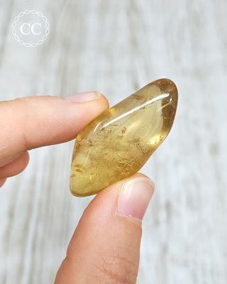 Natural Zambian Citrine Polished Crystal in hand