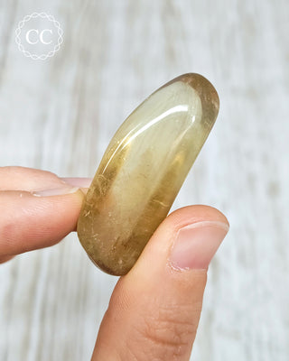 Natural Zambian Citrine Polished Crystal in hand