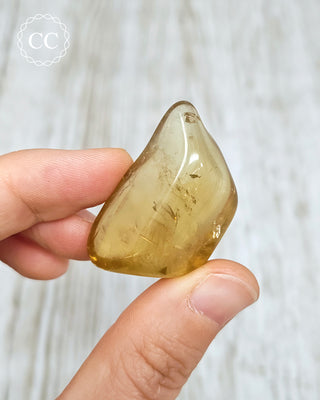 Natural Zambian Citrine Polished Crystal in hand
