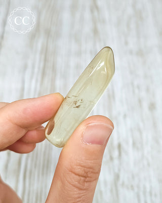 Natural Zambian Citrine Polished Crystal in hand