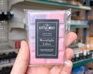 Moonlight Lilies wax melt bar in hand