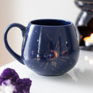 Blue Crescent Moon Ceramic Mug