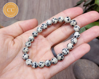 Dalmatian Stone 8mm Beaded Bracelet