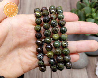 Dragons Blood Jasper 8mm Beaded Bracelet in hand