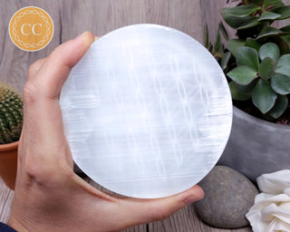 Flower of Life Satin Spar (Selenite) Charging Plate
