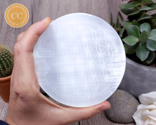 Flower of Life Satin Spar (Selenite) Charging Plate