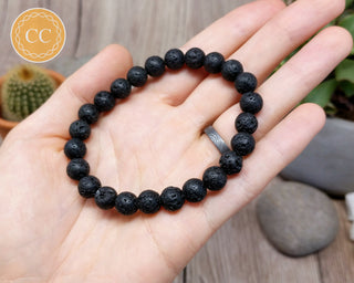 Lava Bead 8mm Bracelet in hand