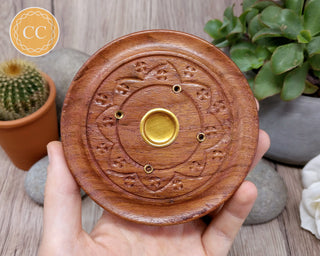 Round Wooden Incense Stick and Incense Cone Holder