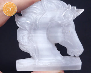 Satin Spar (Selenite) Unicorn Carving