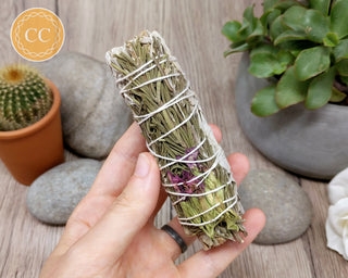 Spiritual Cleansing Sage Stick with White Sage, Rosemary and Carnation Petals