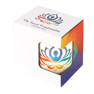 Sacred Transformation Yoga Lotus Mug in cardboard box