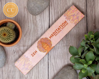 Zen Meditation Incense Sticks - New Moon Aroma on wooden background